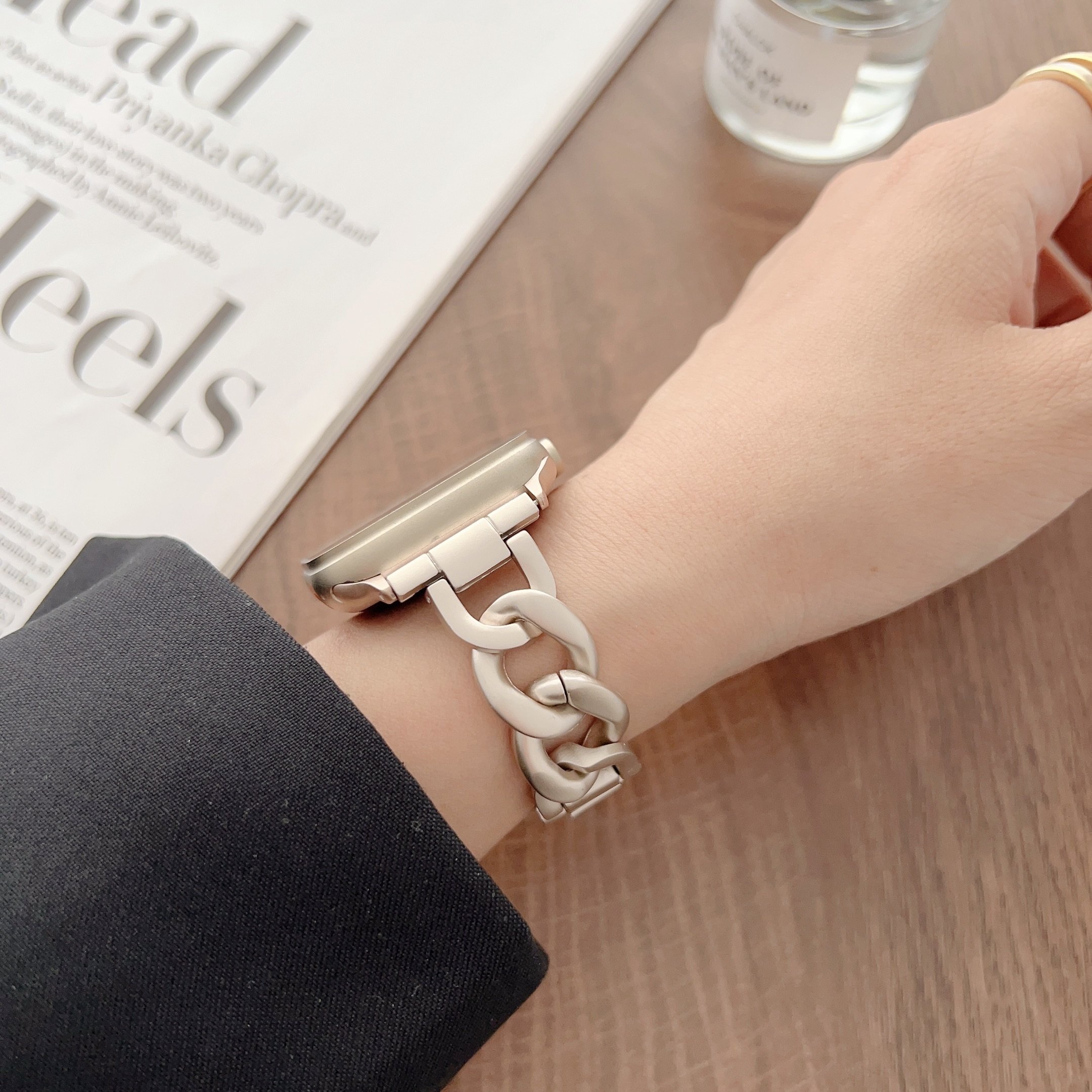 hot Charm Custom Metal Smart Watch Strap Chain 1 2 3 567 Stainless Steel Luxury Bracelet Watch Band For Apple 44 40 45 4142 38mm