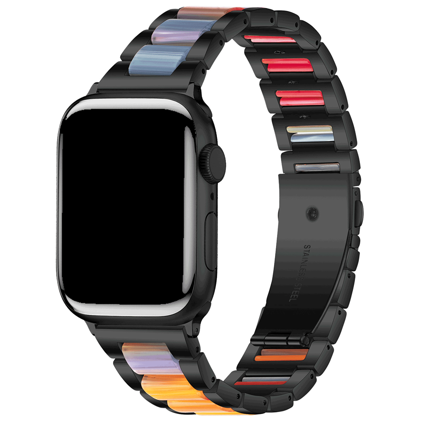 New Luxury Stainless Steel Metal Resin Smart Watch Band For Apple Watch Ultra 8 7 6 Strap 41mm 45mm