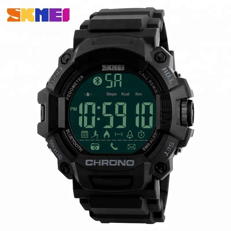 Hot selling black sport digital multifunction own brand smart watch skmei 1249