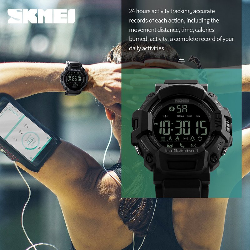 Hot selling black sport digital multifunction own brand smart watch skmei 1249