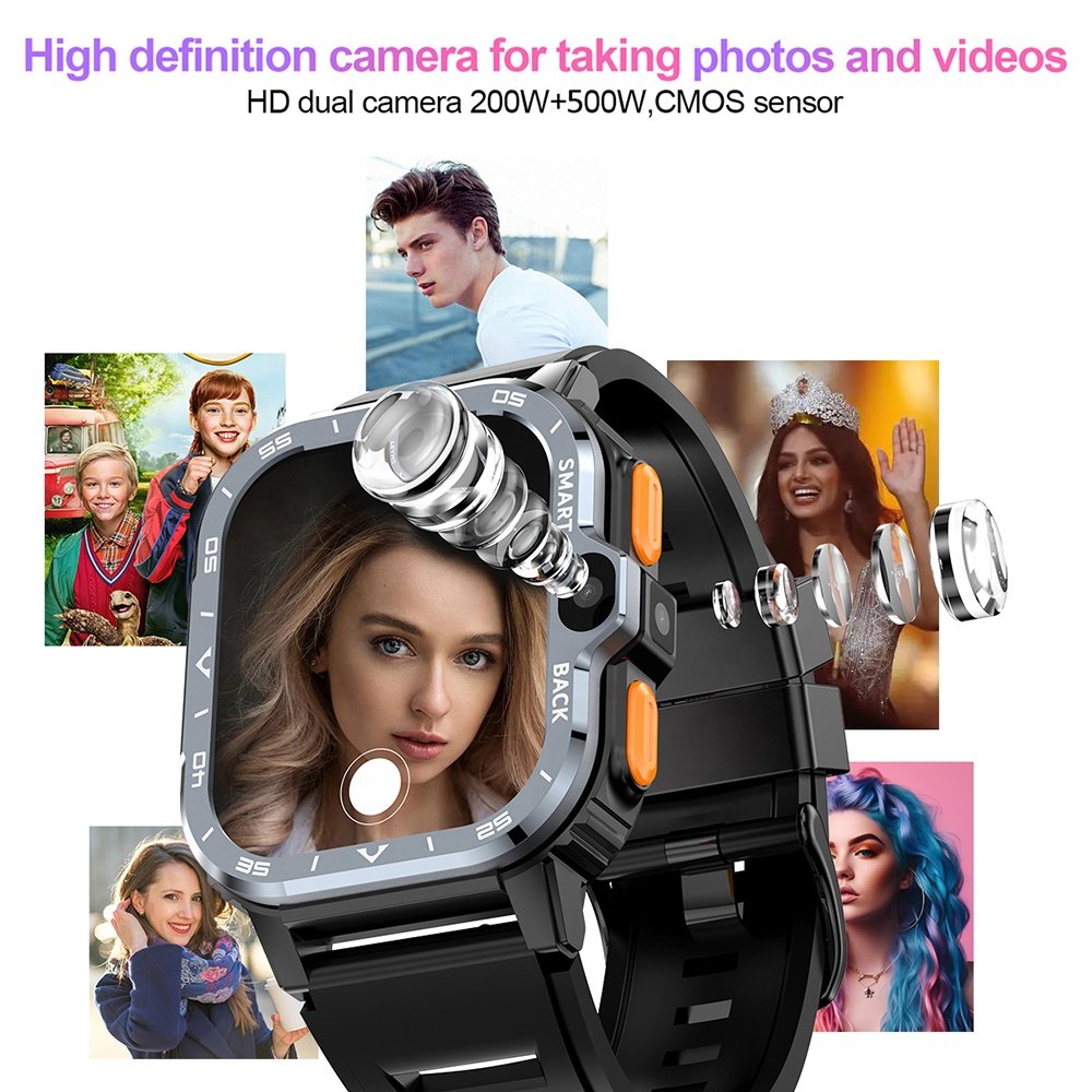 PGD Smart Watch 4G Android 8.1 1.99" Screen Waterproof Video Phone Call Wifi GPS Camera Reloj Smartwatch 2023