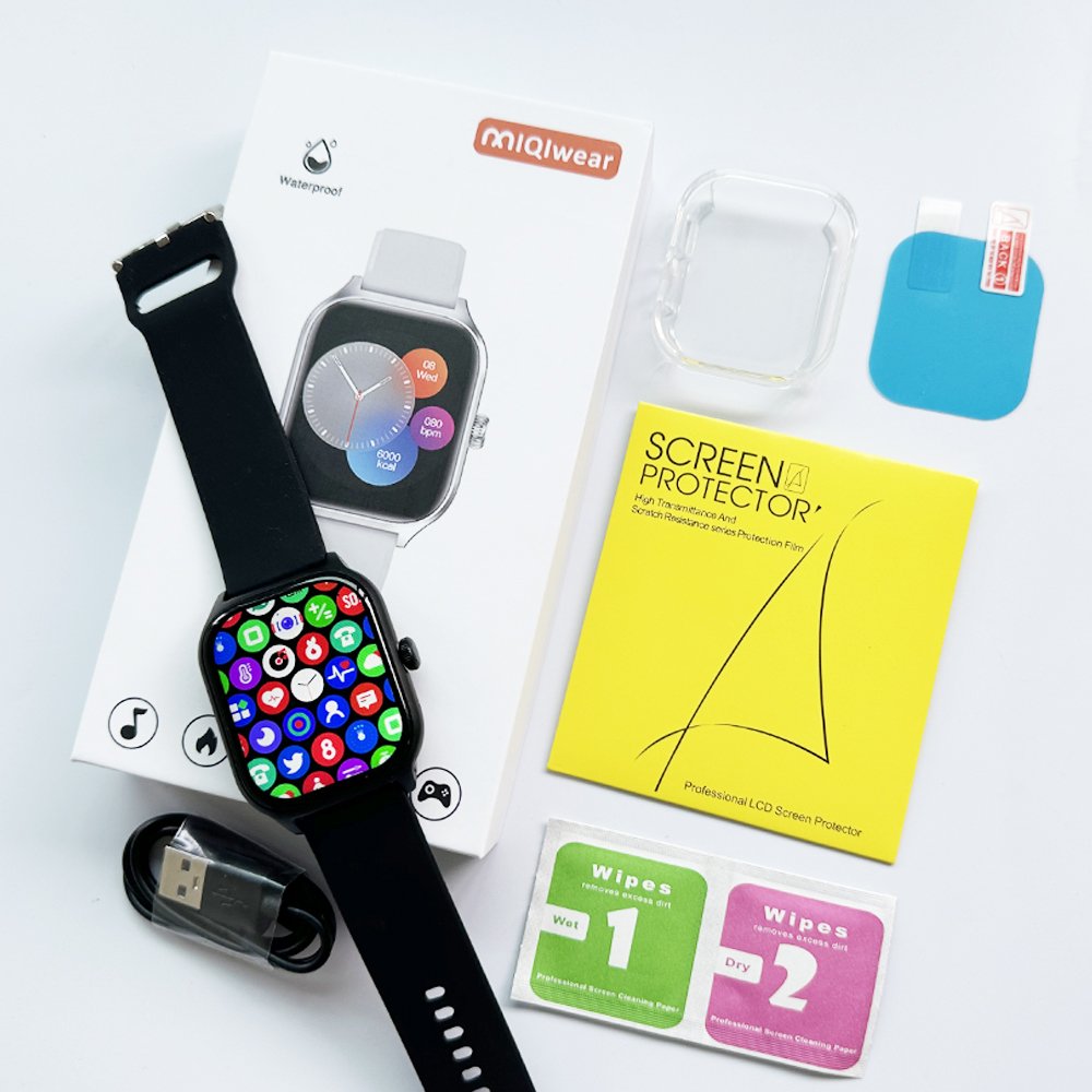 2024 WK9 Max Screen Smart Watch Waterproof with Silicone Strap BT Calling Multiple Training Modes Alarm Clock iOS IPS Display