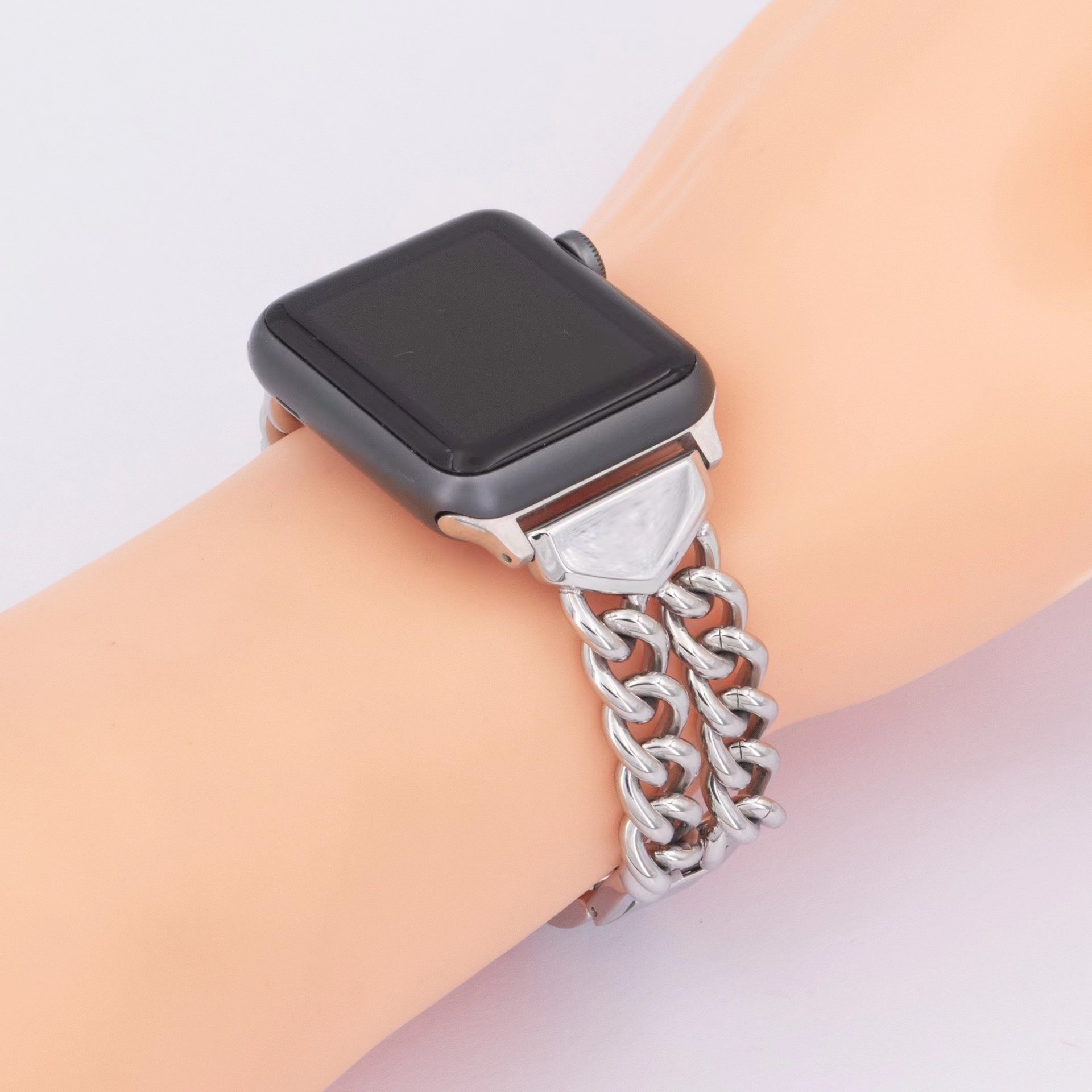 Metal For Iwatch Stainless Steel Dressy Band Double Chains Smart Watch Bracelet Strap For Apple Watch Band Acero Inoxidable