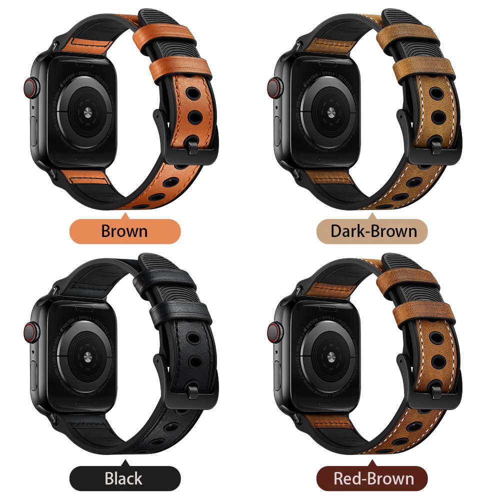 Luxury Smart Watch Band Genuine Leather Strap For Apple Watch Strap Series 1 2 3 4 5 6 7 8 9 Watch Genuine Leather Silicone Band