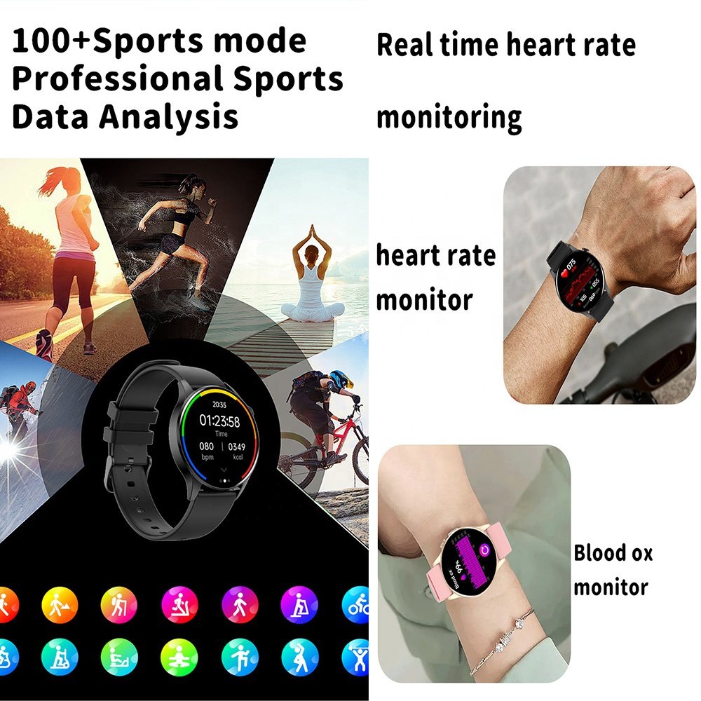 Top quality AMOLED screen New Fashion Smart Watch Men Women Waterproof Heart Rate Tracker Sport Smartwatch