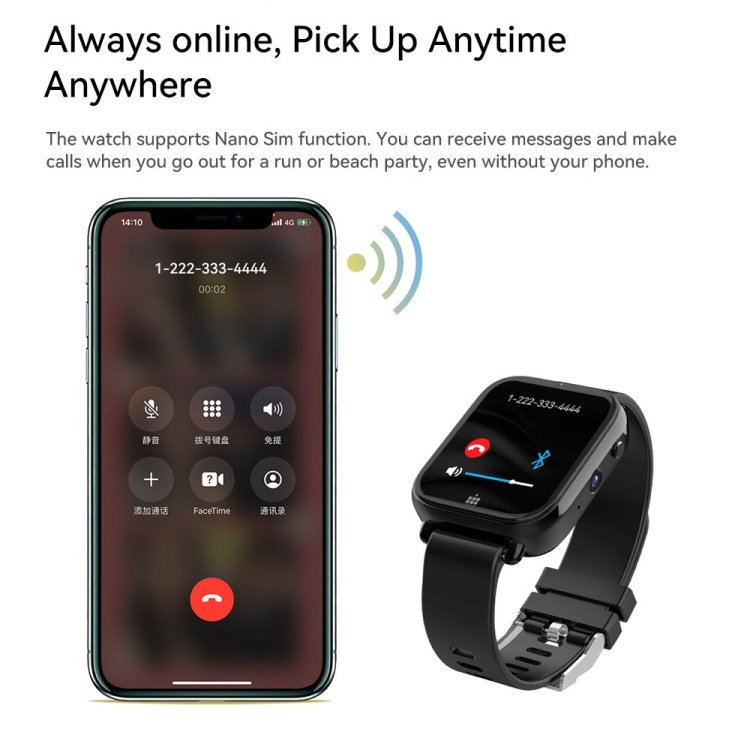 Mini Portable Z20 1.75 inch Screen 4G LTE Smart Watch Android 9 OS 1GB+16GB