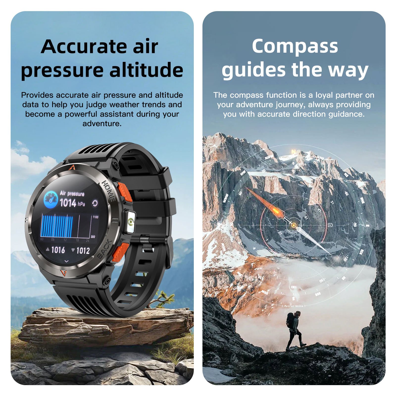 GS500 Outdoor Precise Built-in GPS Smart Watch BT Calling Waterproof 1.43 AMOLED Screen with LED Flashlight Smartwatch 2024 New