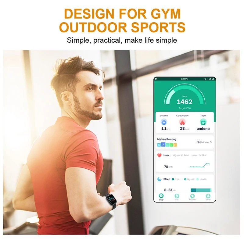 Y68 d20 Fashion Smart Bracelet Real Step Count Fashion Alarm Clock Fitness Tracker Sports woman Smart Watch