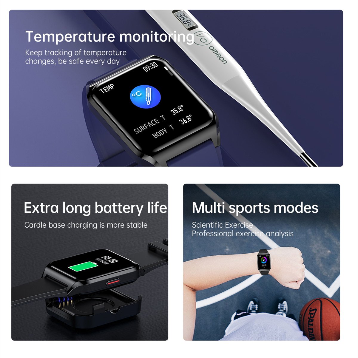 1.69 inch smart watch 2024 sport watch heart rate health tracker message reminder BT call H60 android fashion smart watch