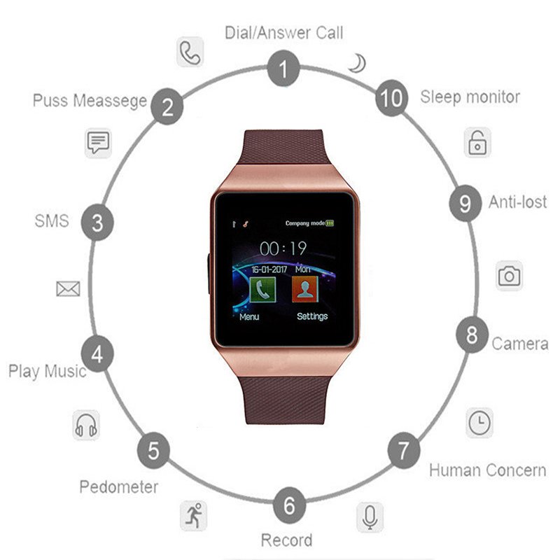 Cheap price touch screen men Sim card built smart watch 2020 and cell phone P6 black