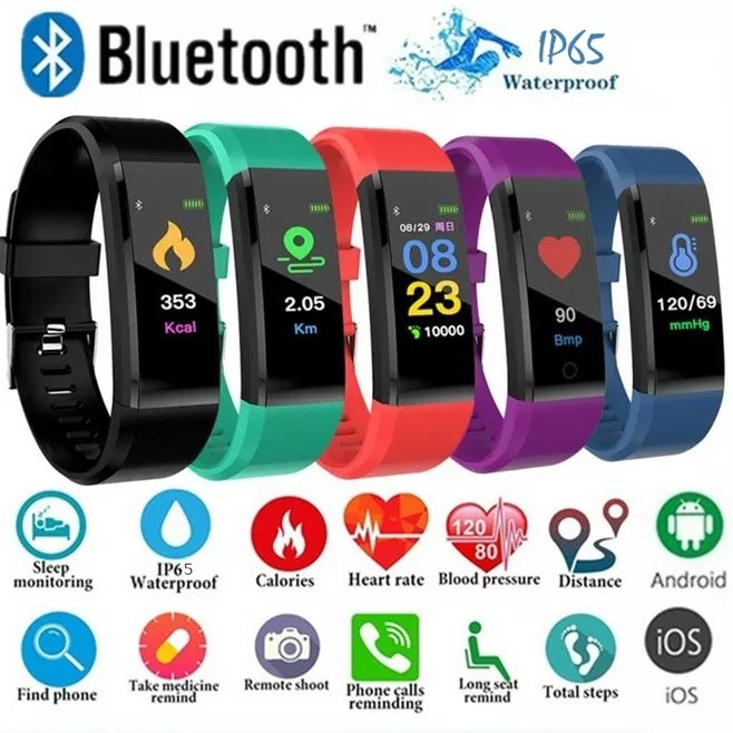 hot sell 115Plus smart Bracelet Heart Rate Blood Pressure Smart Band Fitness Tracker Smartband Blue tooth Wristband Smart Watch