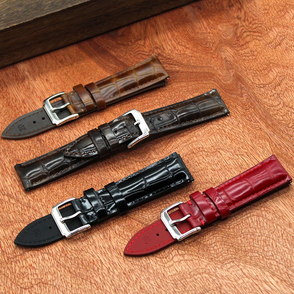 Crocodile Pattern Slub Pattern Calfskin Genuine Leather Replacement Watch Band Multicolor Waterproof Leather Smart Watch Strap