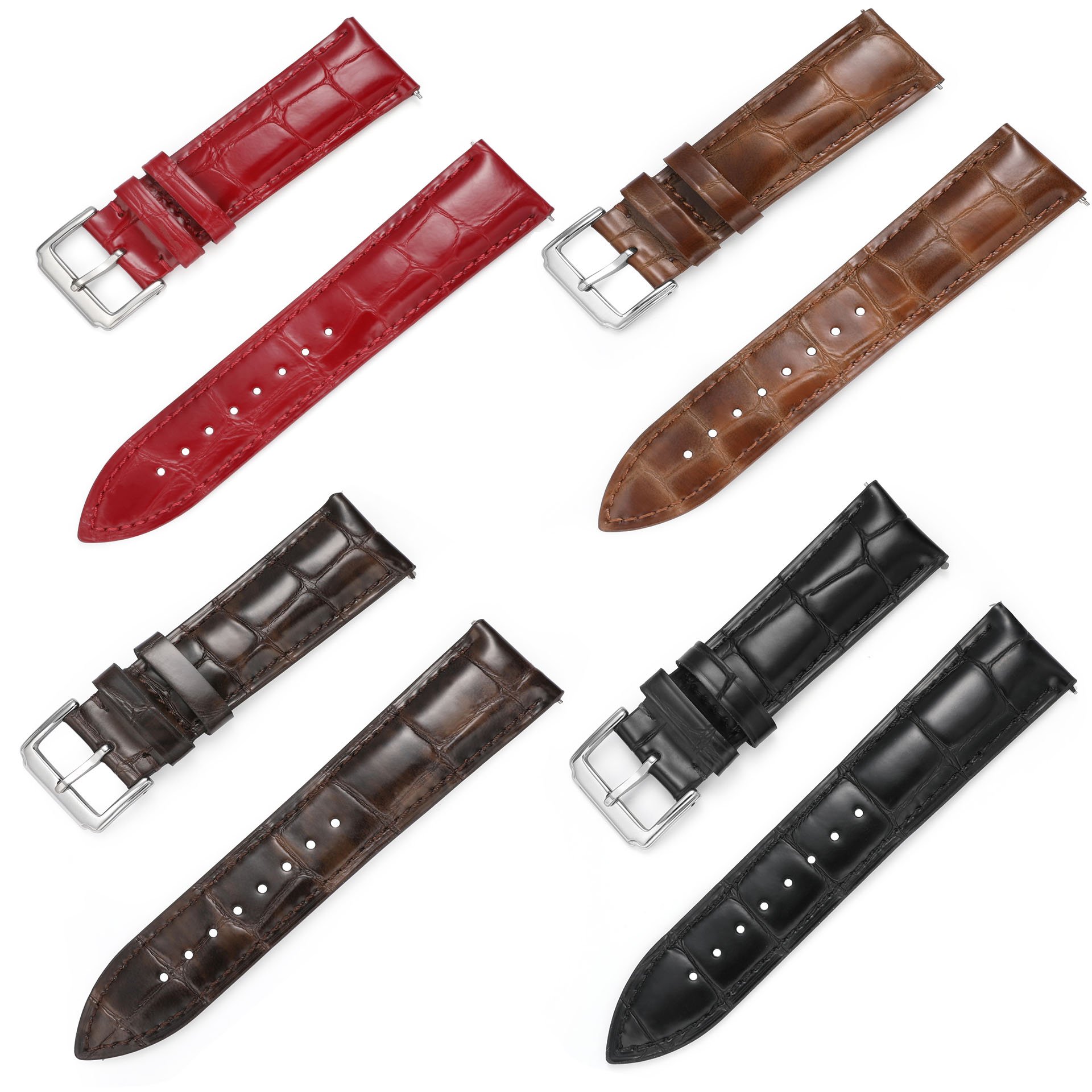 Crocodile Pattern Slub Pattern Calfskin Genuine Leather Replacement Watch Band Multicolor Waterproof Leather Smart Watch Strap