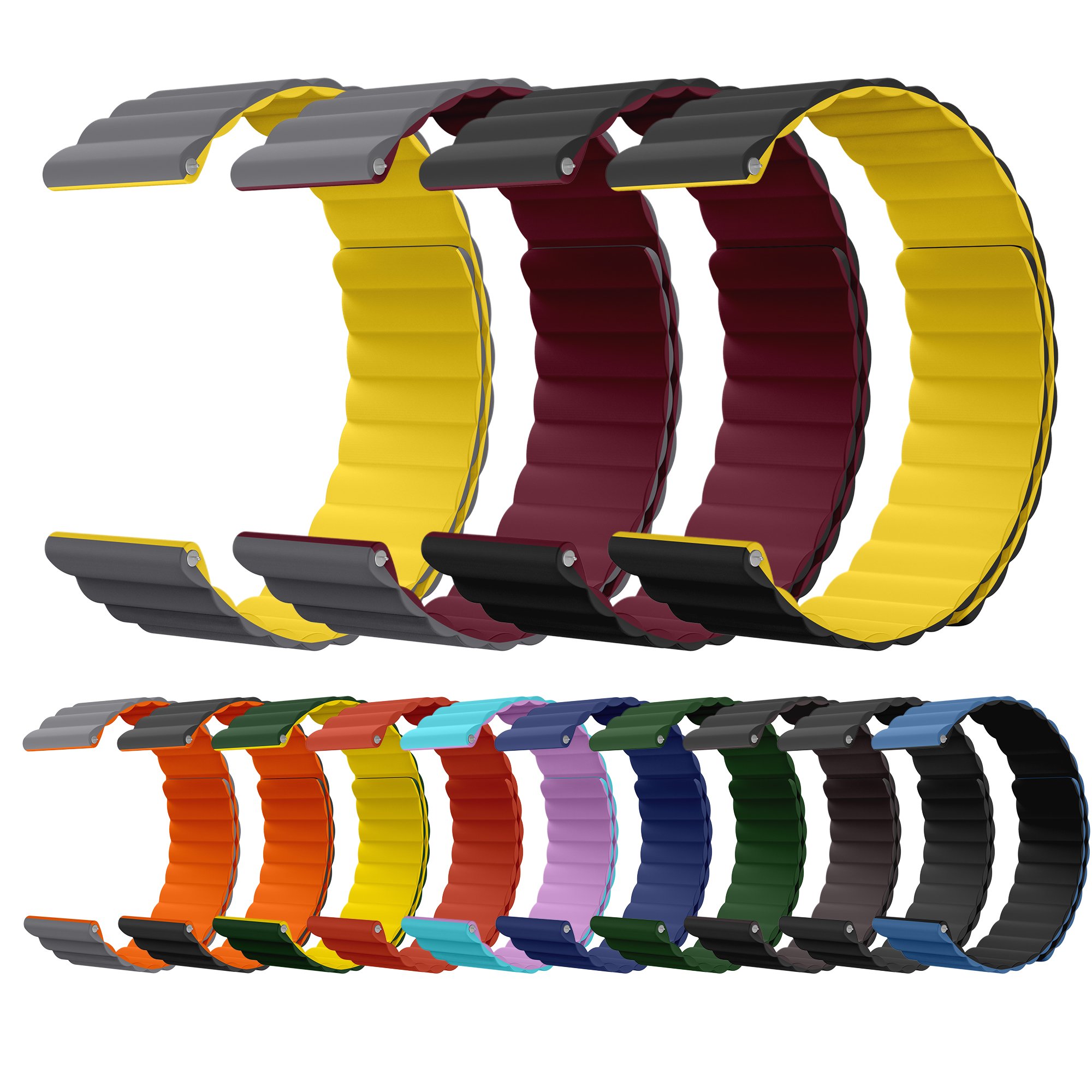 RYB Soft Magnetic Silicone Watch Strap For Smart Watch 20mm 22mm