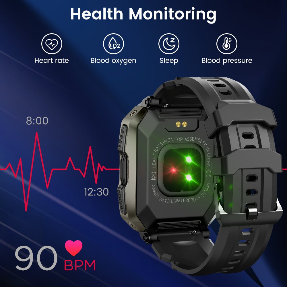 5ATM KOSPET TANK M1 Smartwatch IP69K Waterproof Outdoor Rugged Smart watch Sleep Blood Oxygen Pressure Heart Rate Monitor