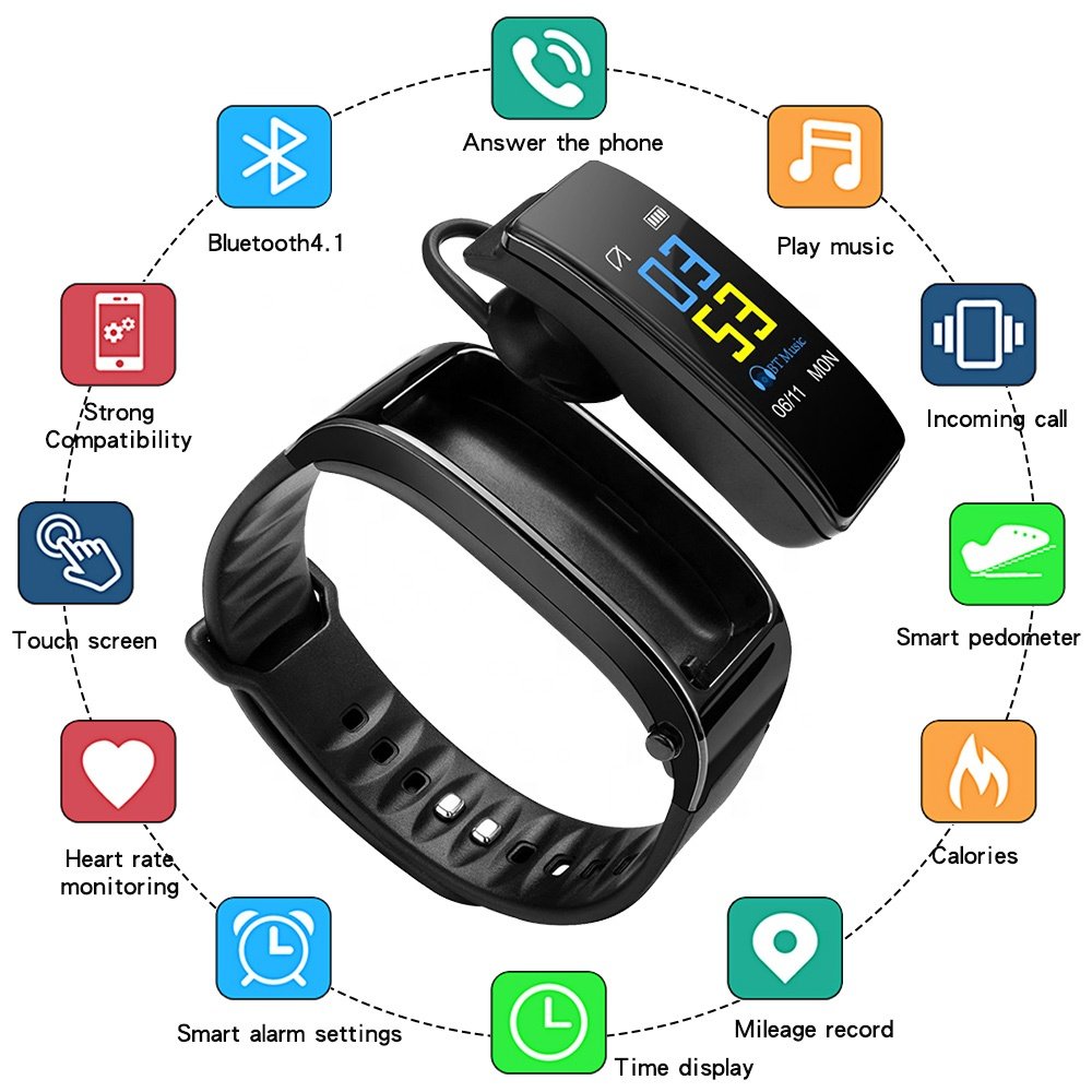 Hot 2 in 1 Y3 Smart Watch Earphone Fitness Tracker Wristband Smart Sport Bracelet BT Earphone For Android IOS Smart Watch Band