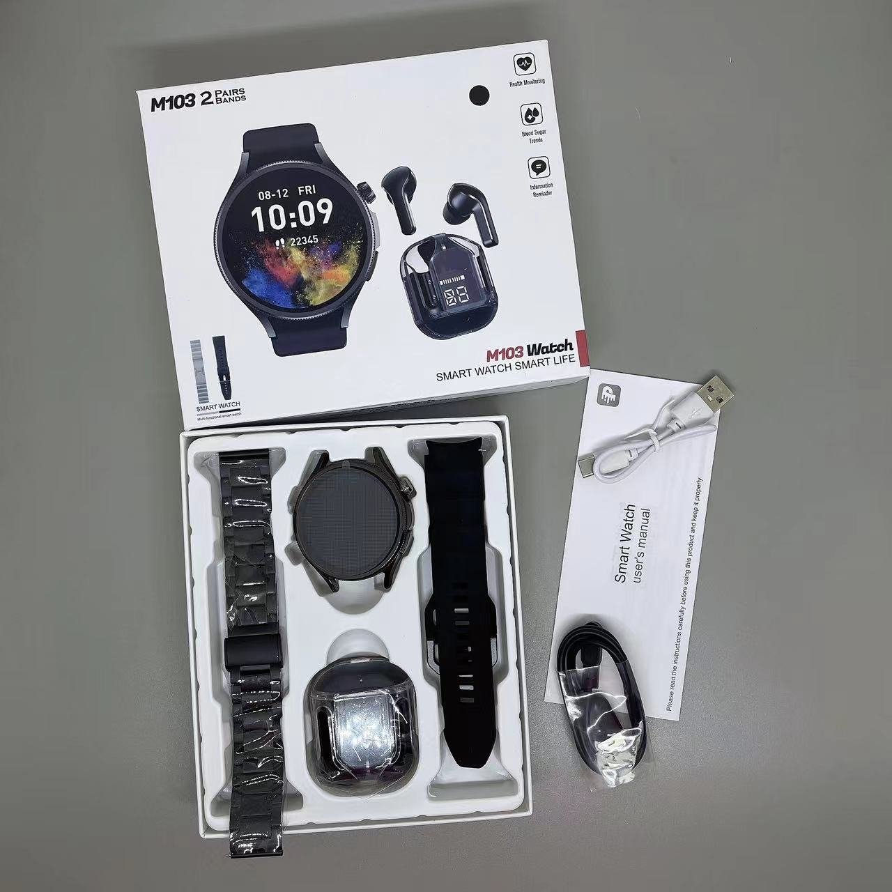 round shape smart watch m103 Fitness Tracker Bracelet Custom Watch For Android IOS round Smartwatch for sports