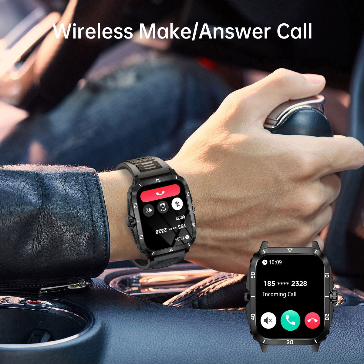 SENBONO KT71 SmartWatch Men 1.96''HD Screen Answer Call Sport blood pressure 430mAH battery 3ATM Waterproof Outdoor Smart watch