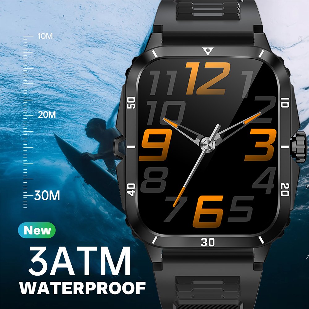 SENBONO KT71 SmartWatch Men 1.96''HD Screen Answer Call Sport blood pressure 430mAH battery 3ATM Waterproof Outdoor Smart watch
