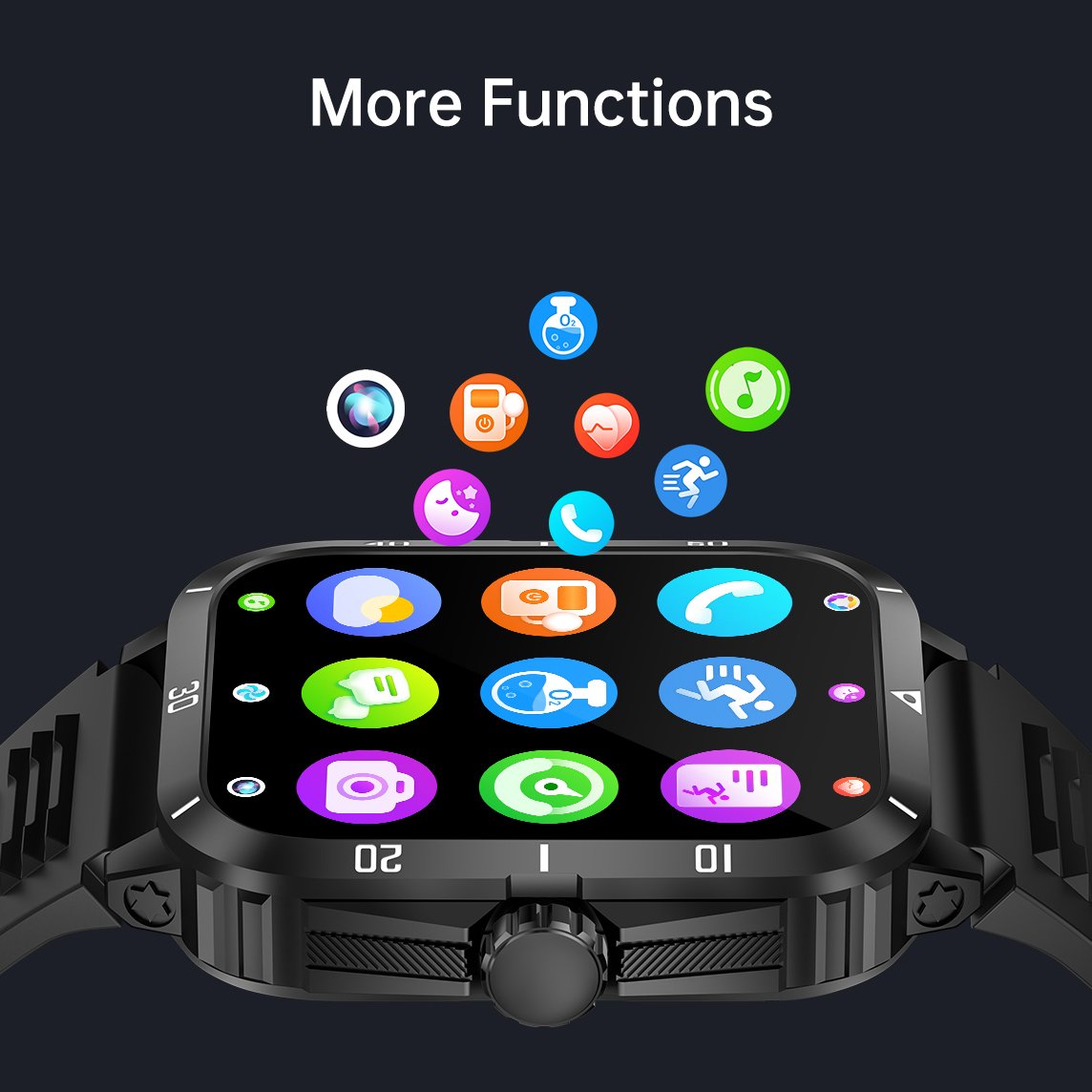 SENBONO KT71 SmartWatch Men 1.96''HD Screen Answer Call Sport blood pressure 430mAH battery 3ATM Waterproof Outdoor Smart watch