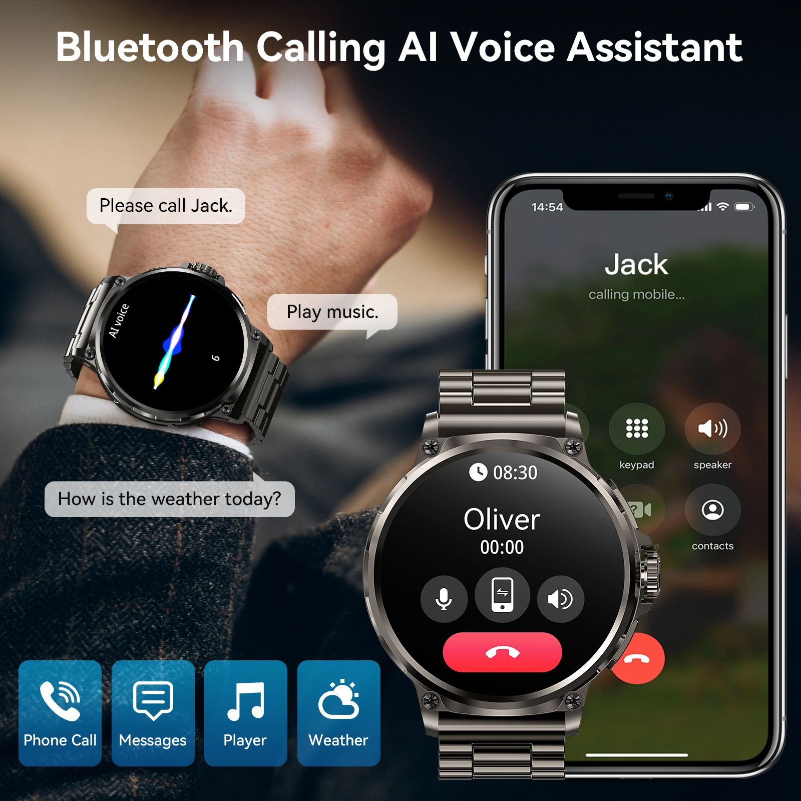 smart watch V69 POWER Montre intelligente numerique pour homme longue duree de vie de la batterie plus grand ecran appel Blu