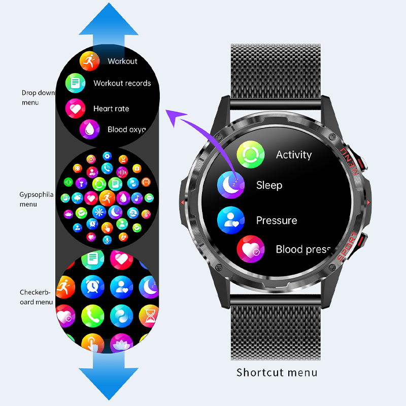 Smart Watch IOS Android Men Women Sport Watch Pedometer Fitness Bracelet Watches BT Call Waterproof With Blood