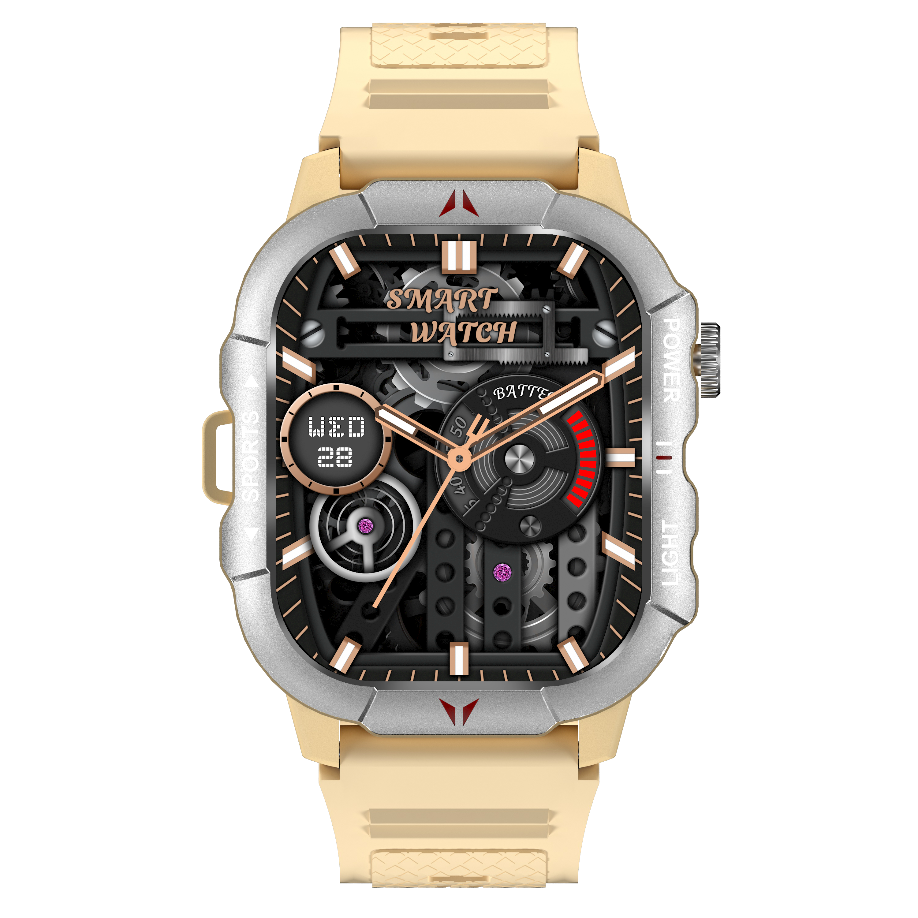 New X31 Smart Watch With LED Light For Sports Men Triple Defense 2.01inch Square Screen IP68 Waterproof Dafit App Smartwatch