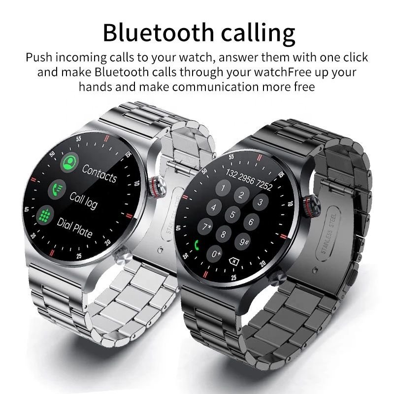 2024 Men Smartwatch Stainless Steels Smart Bcelet Health Monitoring BT Call Waterproof 1.28" Round Screen NFC Smart Watch QW33