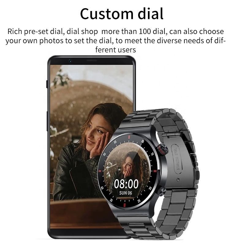 2024 Men Smartwatch Stainless Steels Smart Bcelet Health Monitoring BT Call Waterproof 1.28" Round Screen NFC Smart Watch QW33