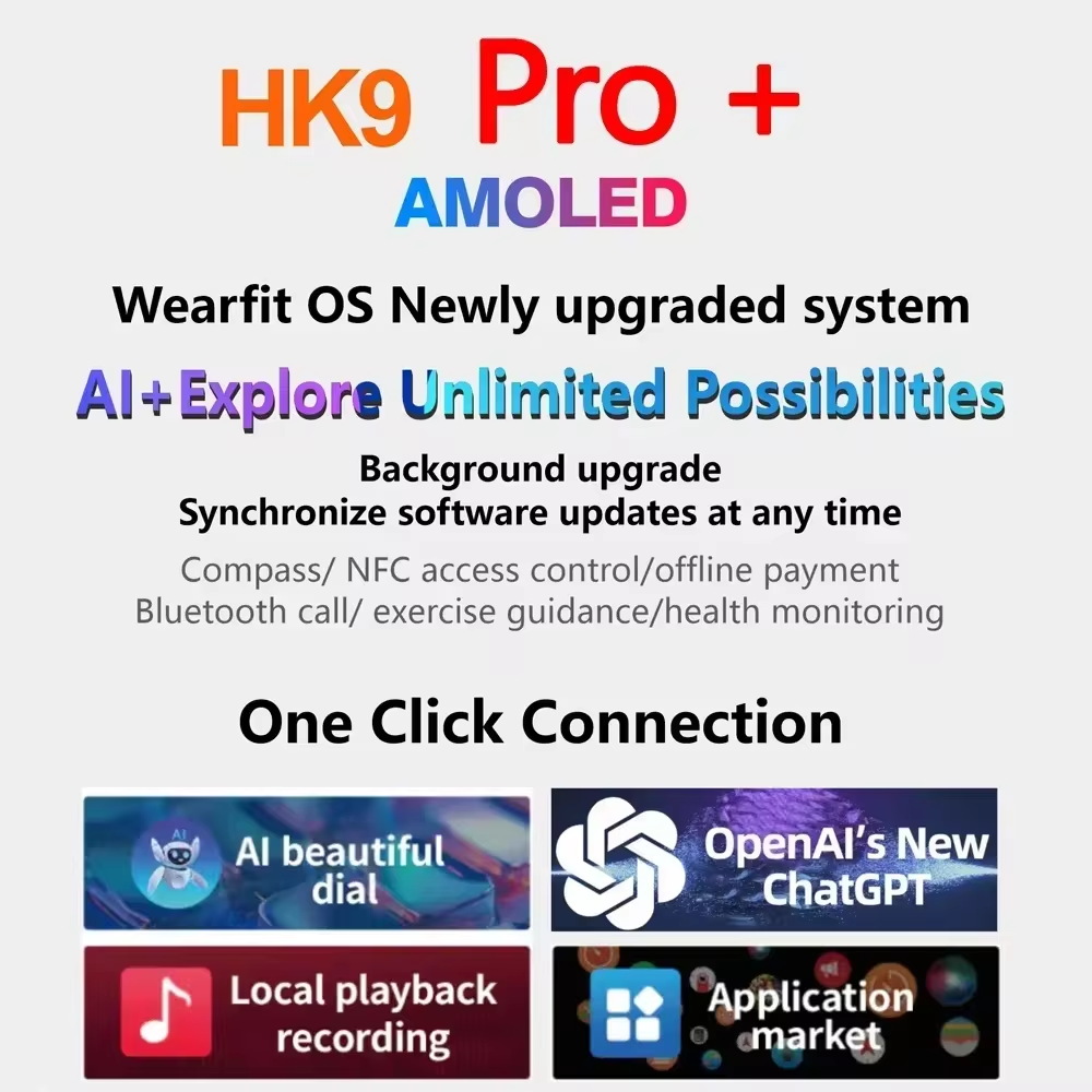 NEW HK9 Pro Plus Ultra 2 Smartwatch Storage AMOLED HK8 Pro Max Gen2 Upgraded Ai Watch 9 NFC Smart Watches PK Hello Watch 3