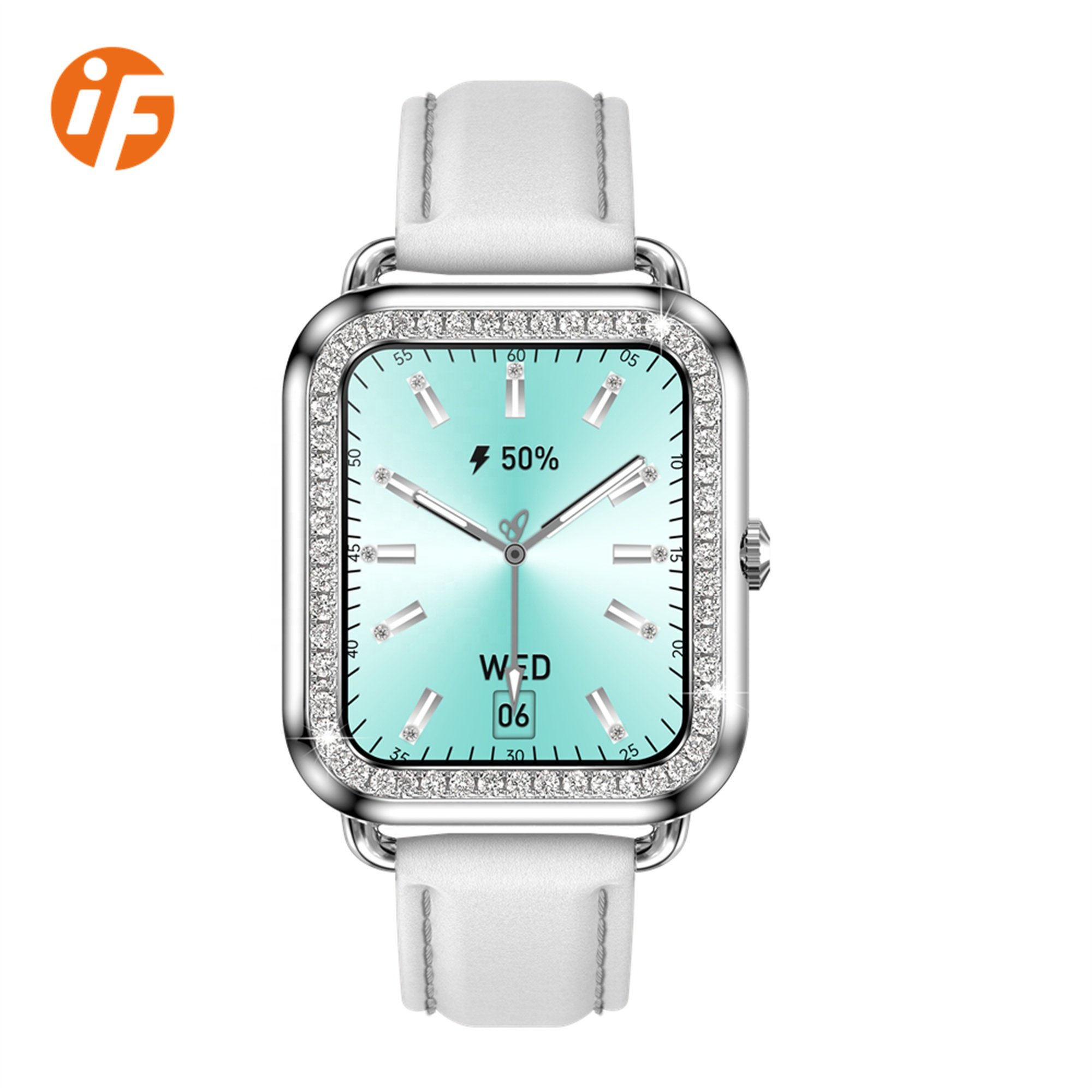 Wholesale INNOFOVO Fashion Alloy Classic Leather Strap Women Diamonds Smart Watch