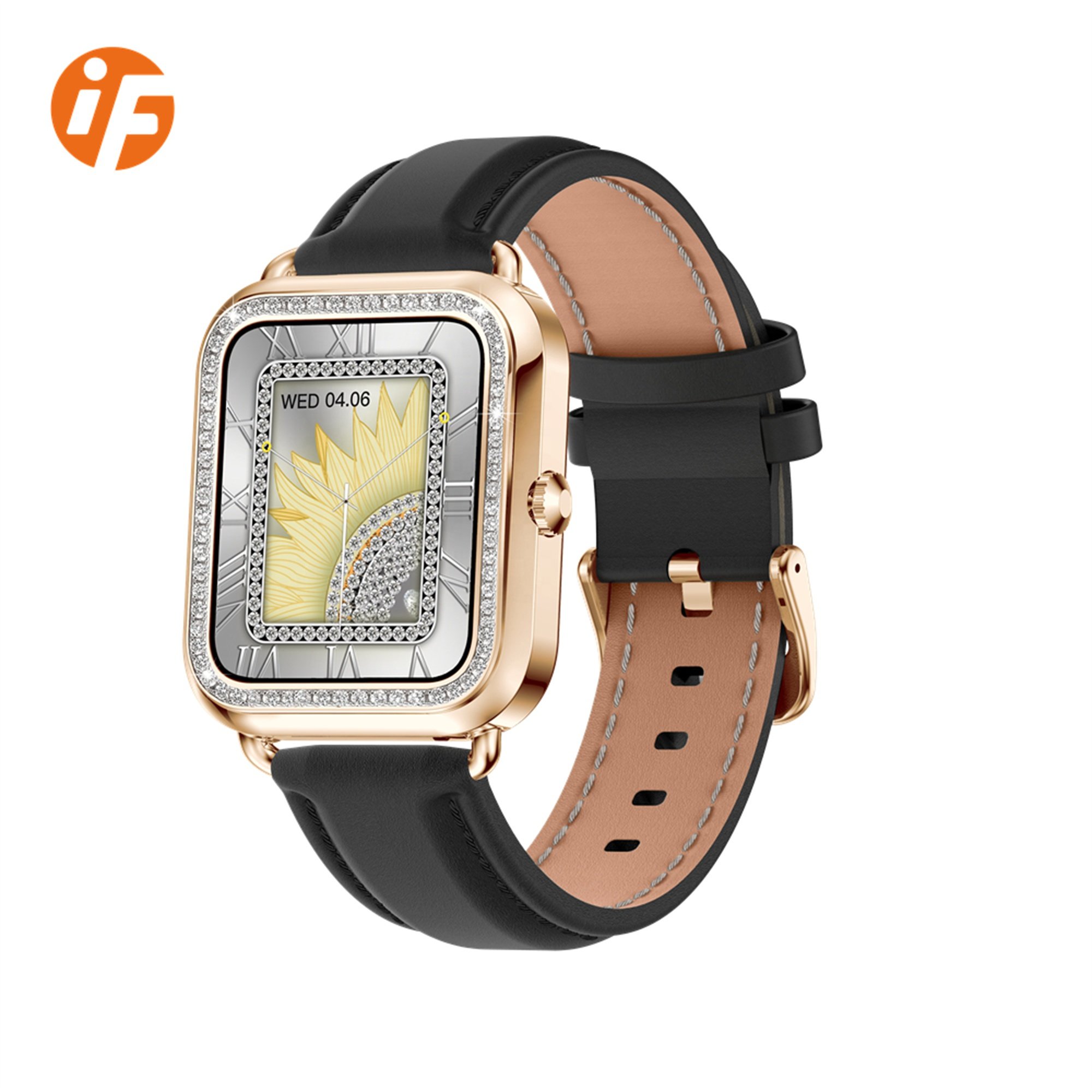 Wholesale INNOFOVO Fashion Alloy Classic Leather Strap Women Diamonds Smart Watch