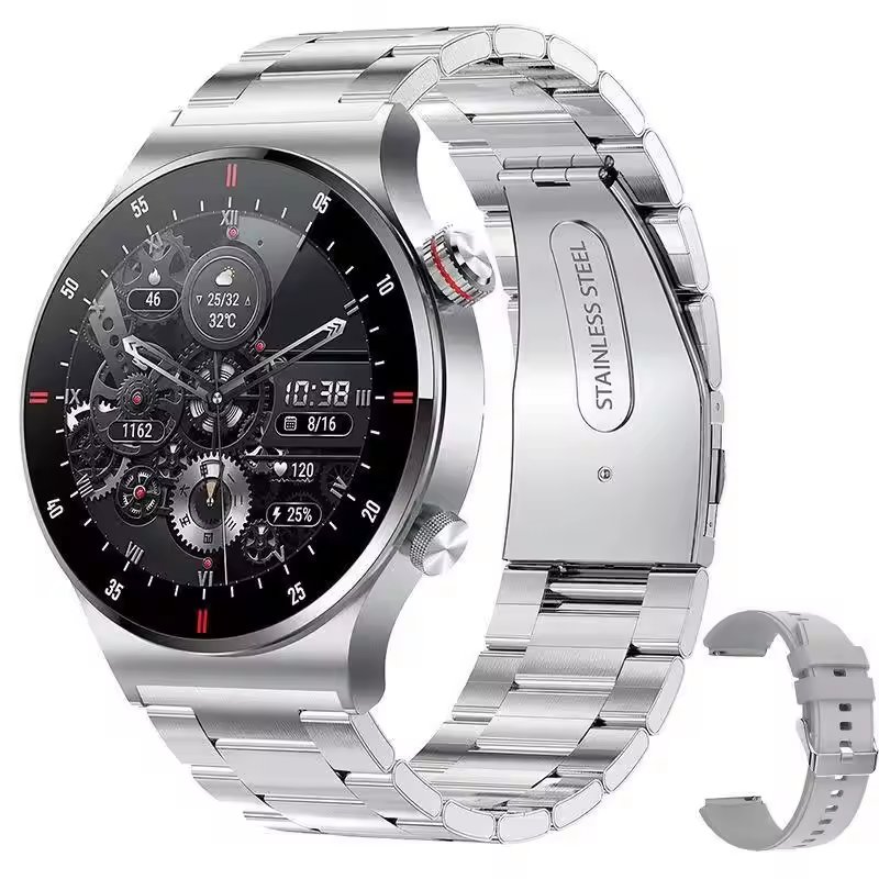 2024 Men Smartwatch Stainless Steels Smart Bcelet Health Monitoring BT Call Waterproof 1.28" Round Screen NFC Smart Watch QW33