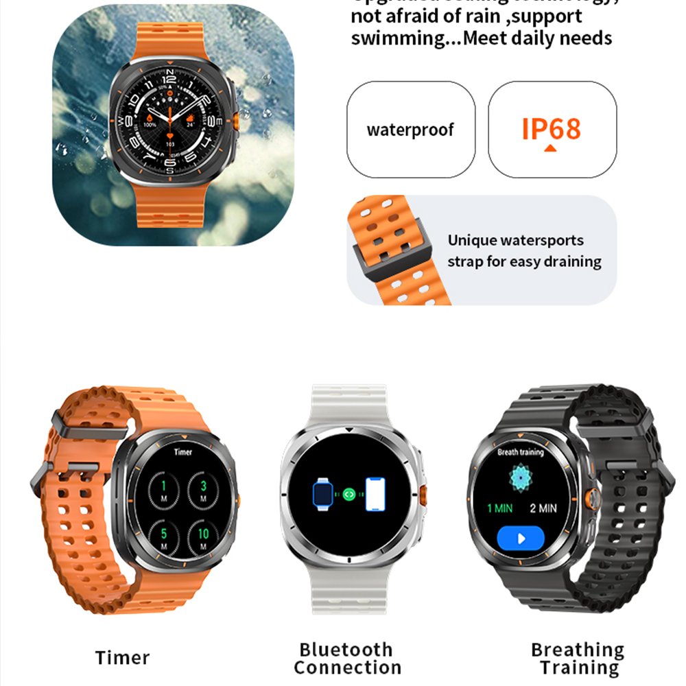 2024 New For Samsung Smart Watch Men 1.43 inch IP68 Waterproof GPS Sport AI Voice BT Calling Smartwatches For Galaxy Watch Ultra