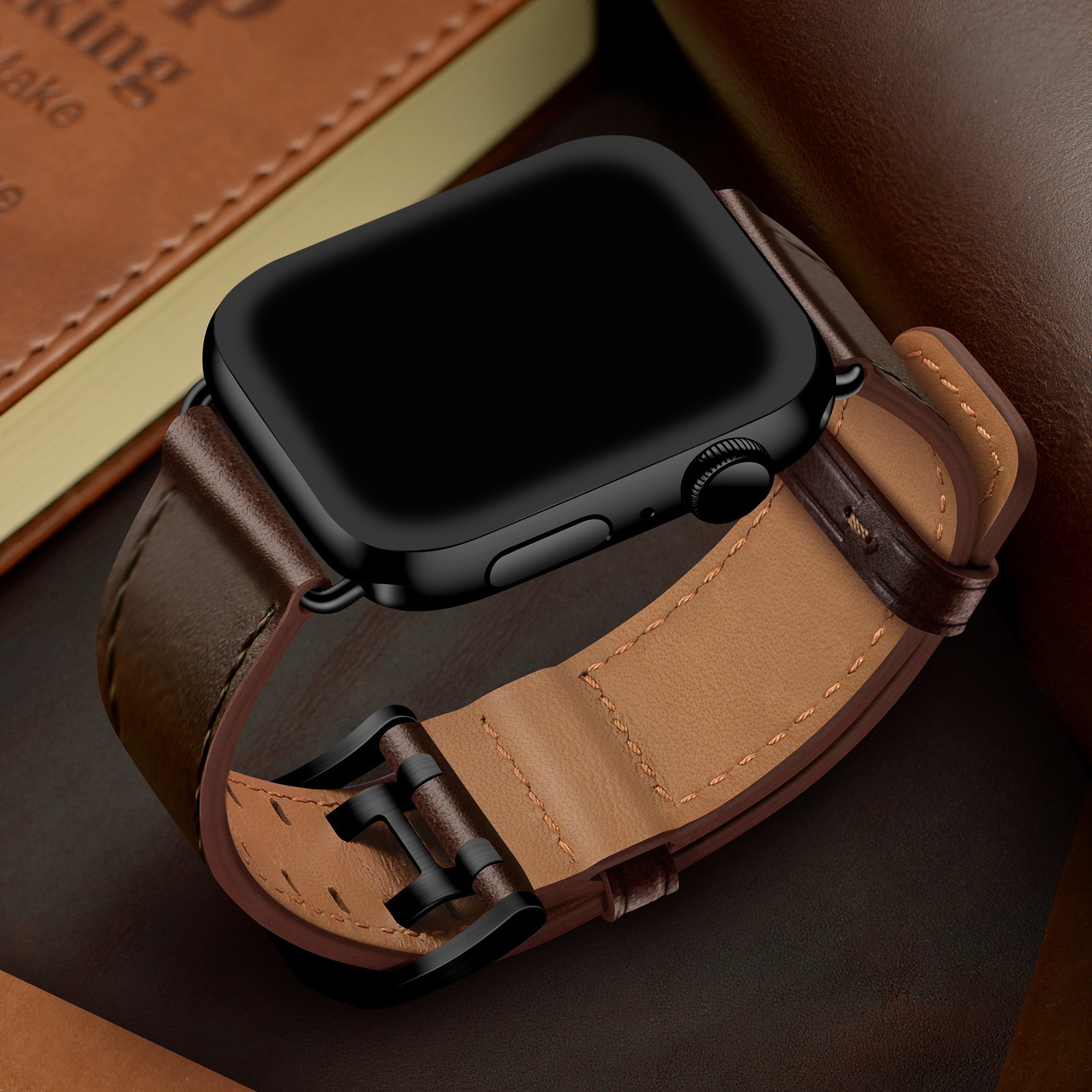 Replacement Strap Smart Watch Wristband For Apple Watch Series 8/7/6/5/4/3/2/1 Genuine Plain Leather Watch Band 44mm 41mm 38mm