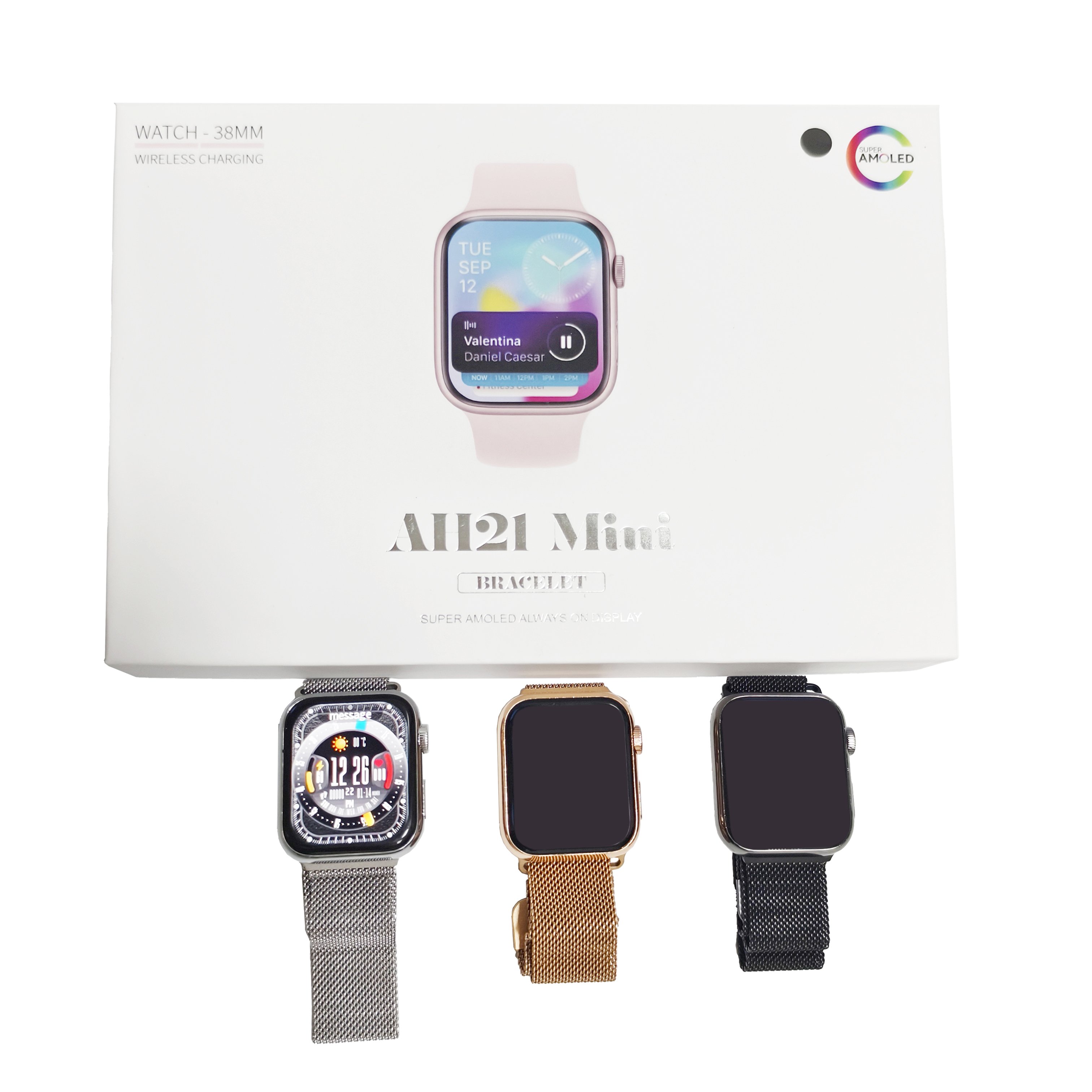 2024 New AH21 Mini Smart Watch 38MM M2 Wear App Double Straps Set Watch With Exquisite Women'S Bracelets PK A58 Plus A19 A29
