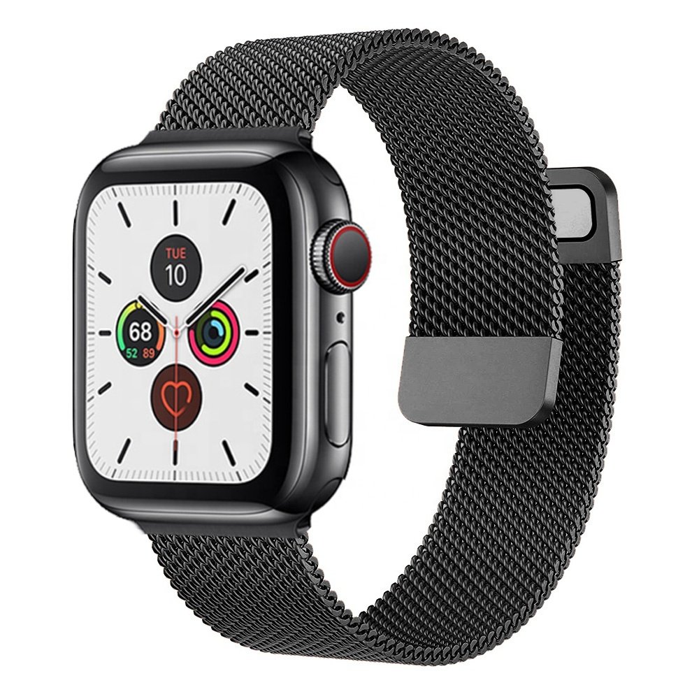 Keepwin OEM Quick Release Mesh Stainless Steel Smart Watch Band Double Button Strap for Watch 9 8 7 6 5 4 3 2 1 SE