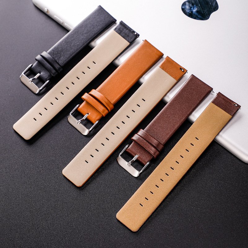 Top layer cow leather sports watch strap high quality low MOQ with quick release springbars for smart watch
