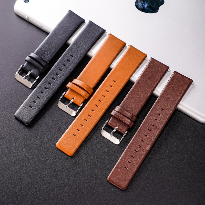 Top layer cow leather sports watch strap high quality low MOQ with quick release springbars for smart watch