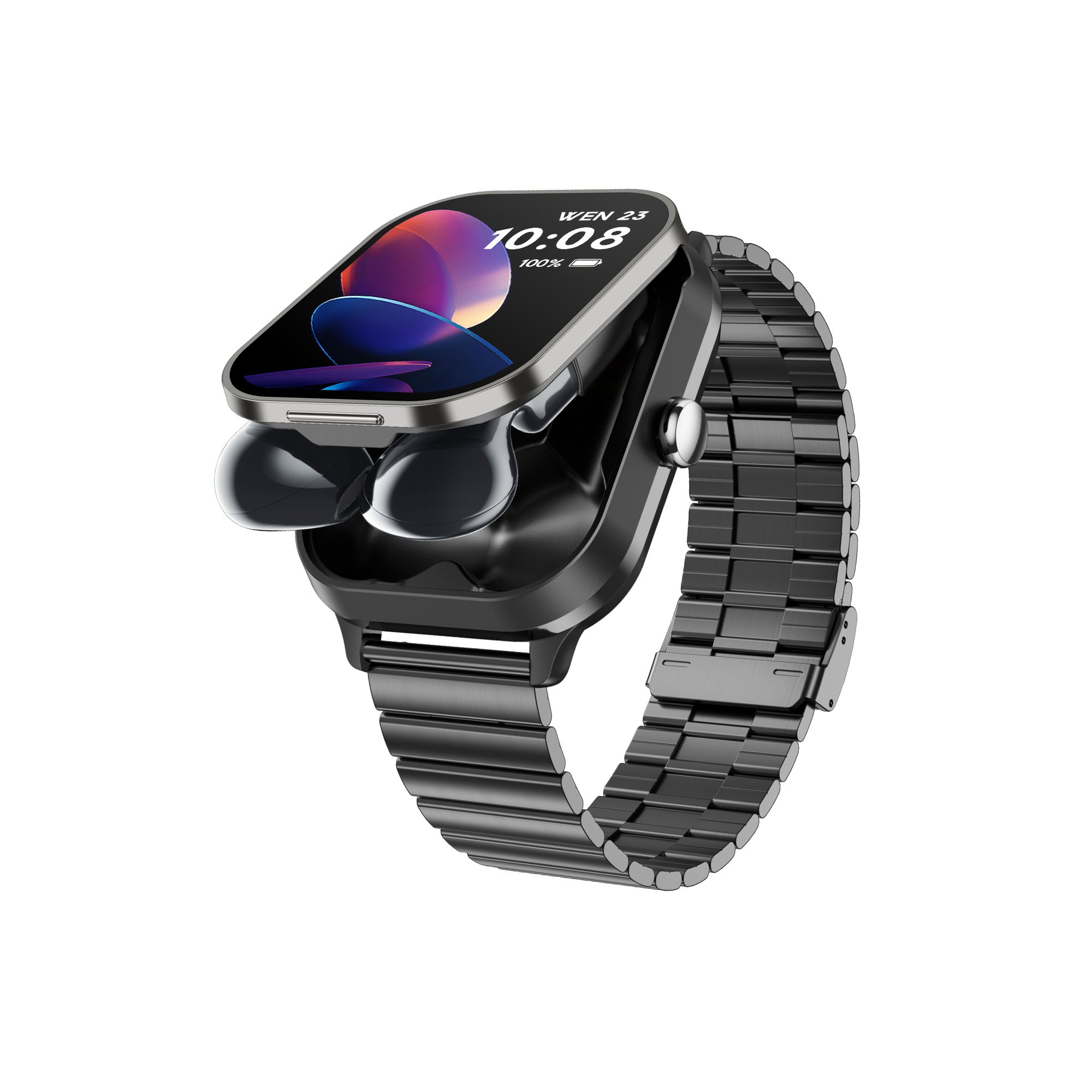 2 IN 1 Smart Watch Wireless Earbuds 2.01inch Screen BT Music Heart Rate Sports Assistant D8PRO Smartwatch with Silicone Sleeve