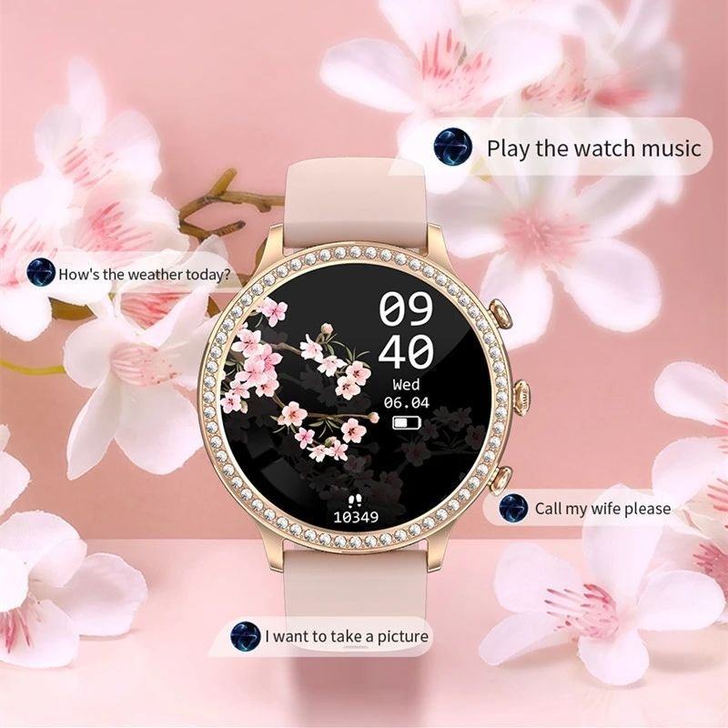 Smart Watches for Women with Diamonds Answer Make Call Smartwatch Fitness Tracker with Heart Rate Blood Oxygen Sleep Monitor