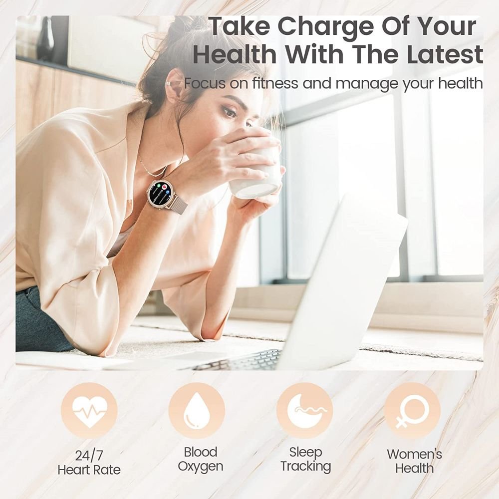 Smart Watches for Women with Diamonds Answer Make Call Smartwatch Fitness Tracker with Heart Rate Blood Oxygen Sleep Monitor