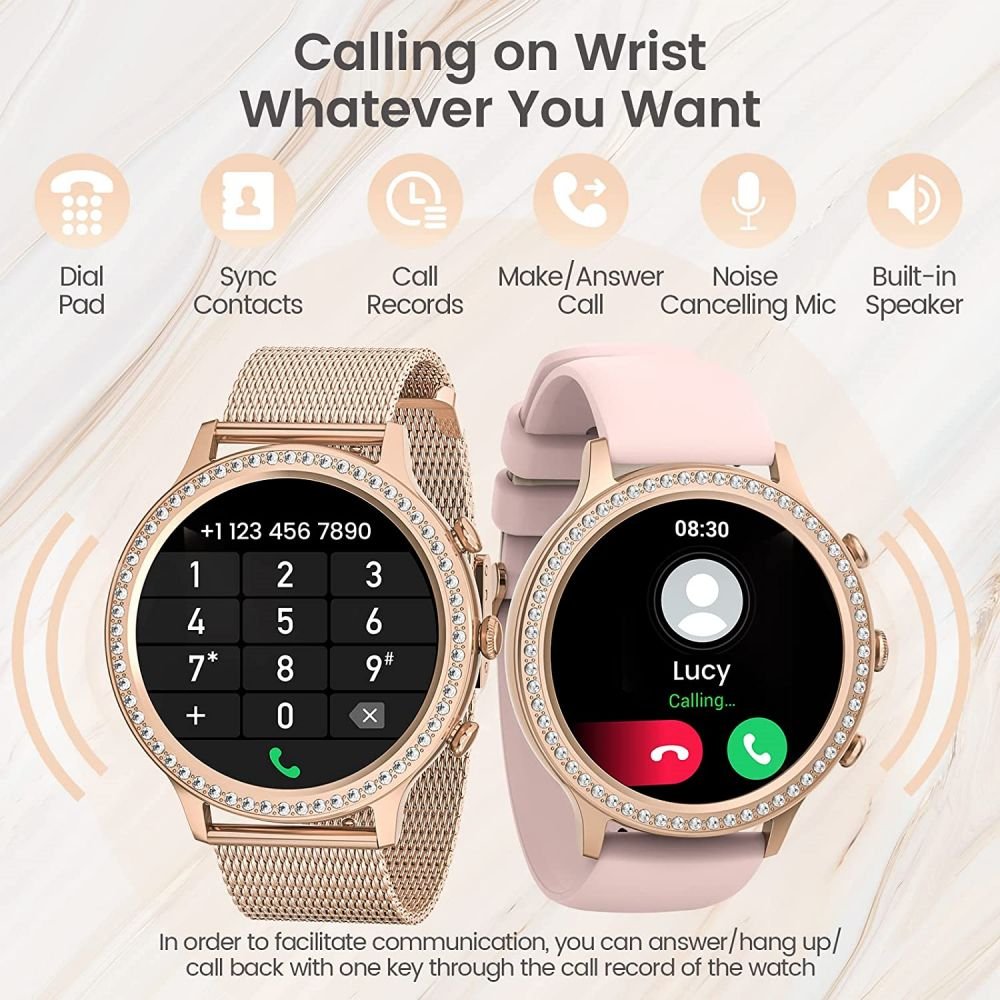 Smart Watches for Women with Diamonds Answer Make Call Smartwatch Fitness Tracker with Heart Rate Blood Oxygen Sleep Monitor