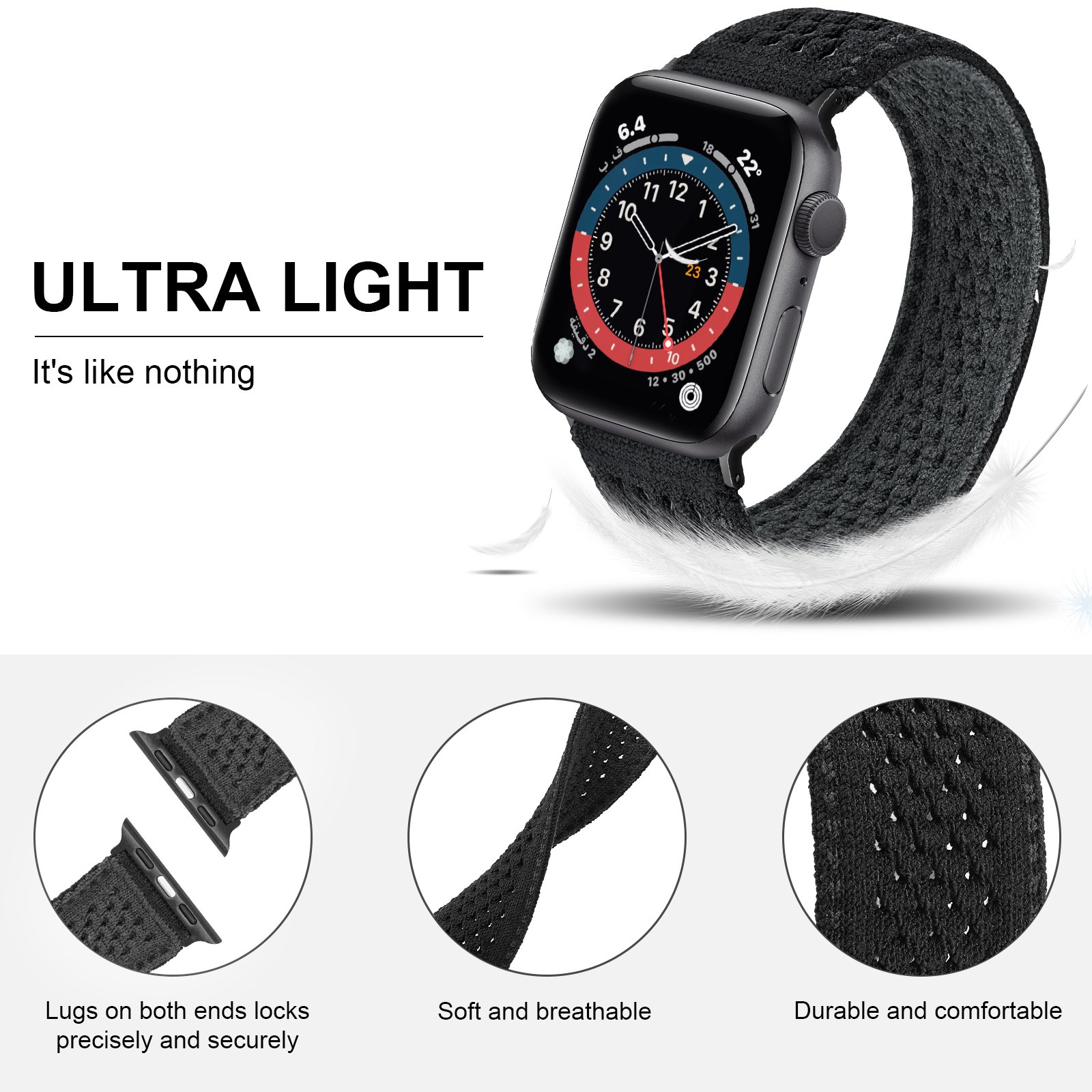A-E017 Custom Fashion Breathable Dark Pink Smart Watch Strap Nylon Fabric 49 mm Nylon Elastic Band For Apple iWatch All Series