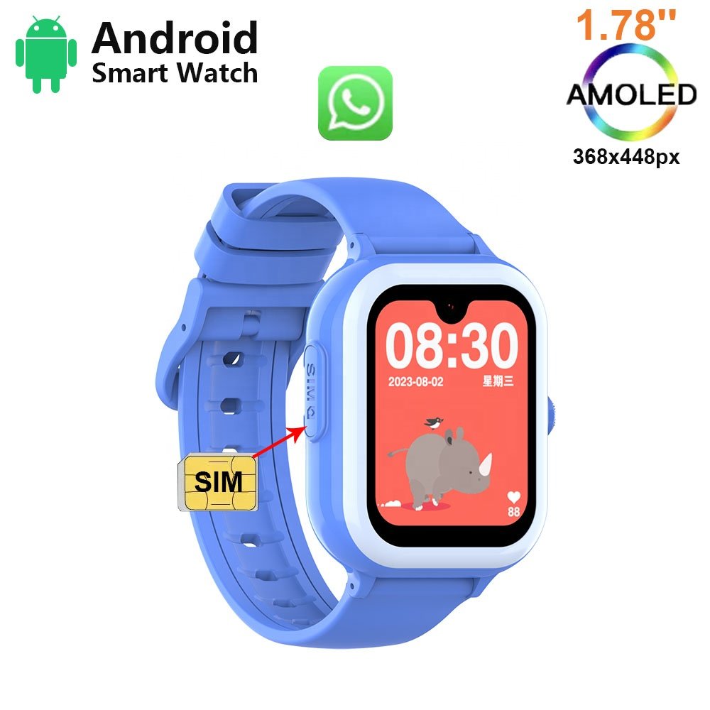 AMOLED Display OEM Smart Watch Android 8.1 system watch smart with SOS SMS WhatsAp 2MP HD Camera Video call accurate GPS tracker