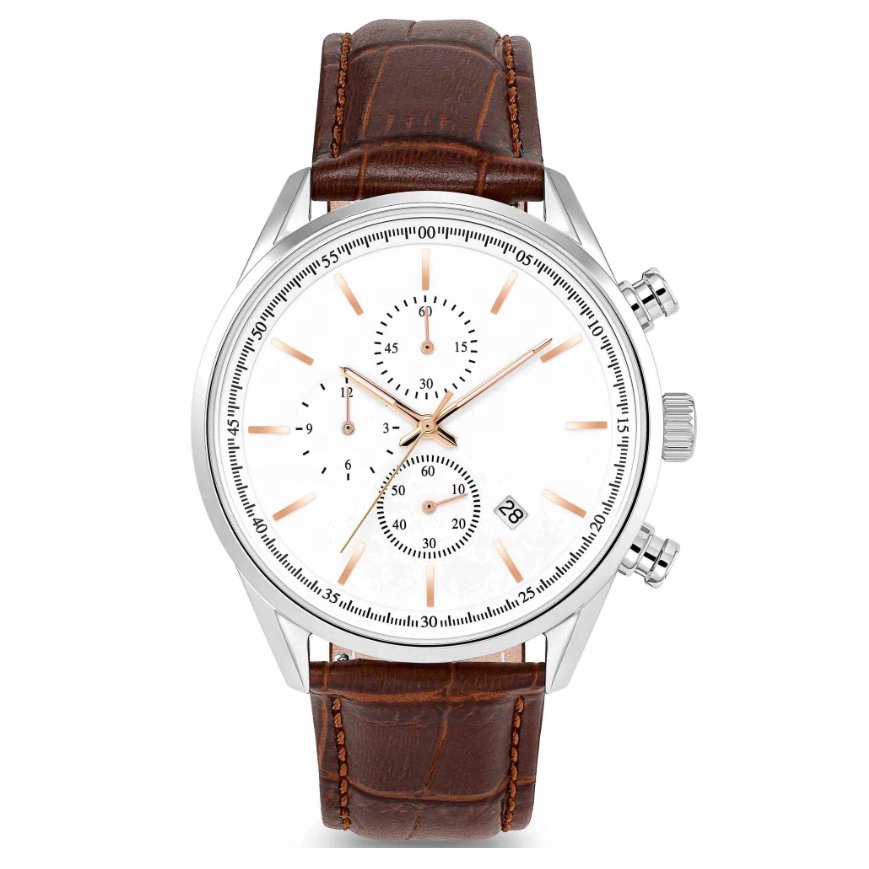Fashion quartz watches men stainless steel watches genuine leather band calendar function men wristwatch waterproof factory OEM