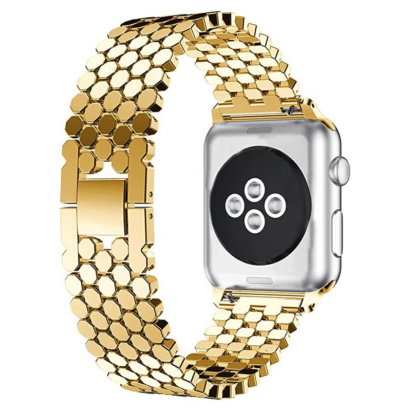 Style Fish Scale Pattern Metal Strap for Apple Watch 2023 Fashionable Smart Watch Accessories Metal Honeycomb Watch Bands