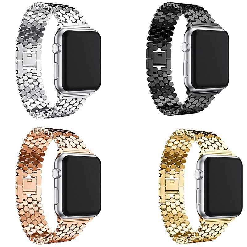 Style Fish Scale Pattern Metal Strap for Apple Watch 2023 Fashionable Smart Watch Accessories Metal Honeycomb Watch Bands