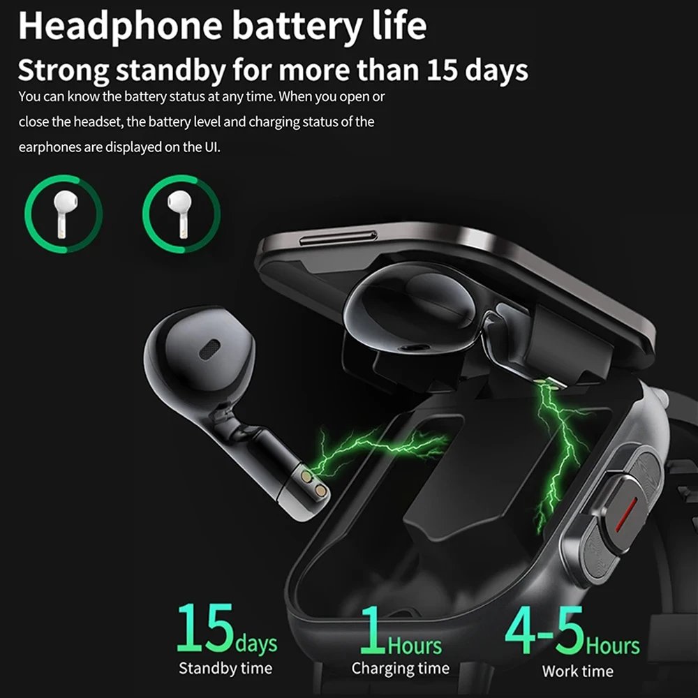 Smart Watch Newest Coming 2 In 1 Smartwatch with TWS Earbuds Health Smart Watch With Bluetooth Wireless Ear-pods Health Watch D8