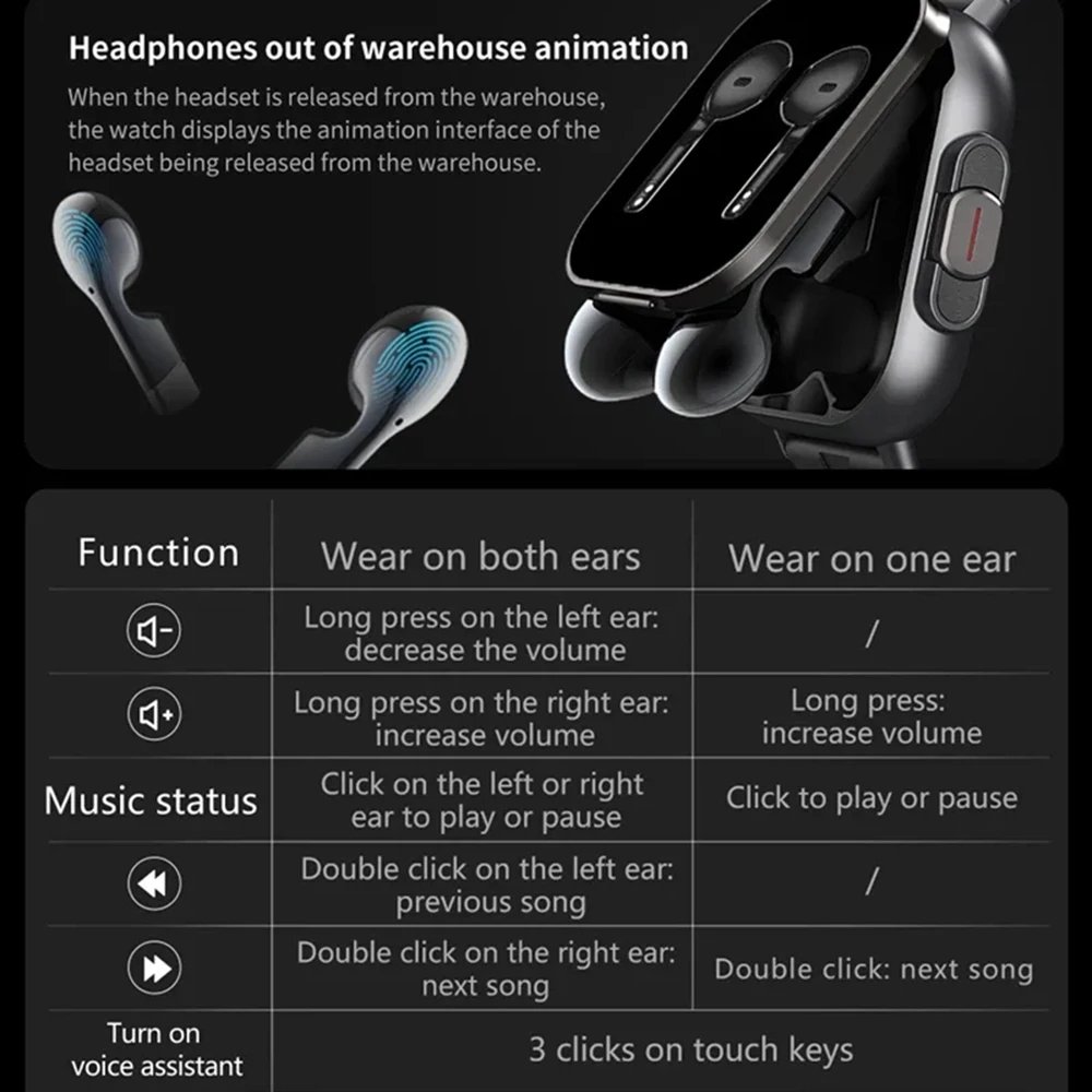 Smart Watch Newest Coming 2 In 1 Smartwatch with TWS Earbuds Health Smart Watch With Bluetooth Wireless Ear-pods Health Watch D8
